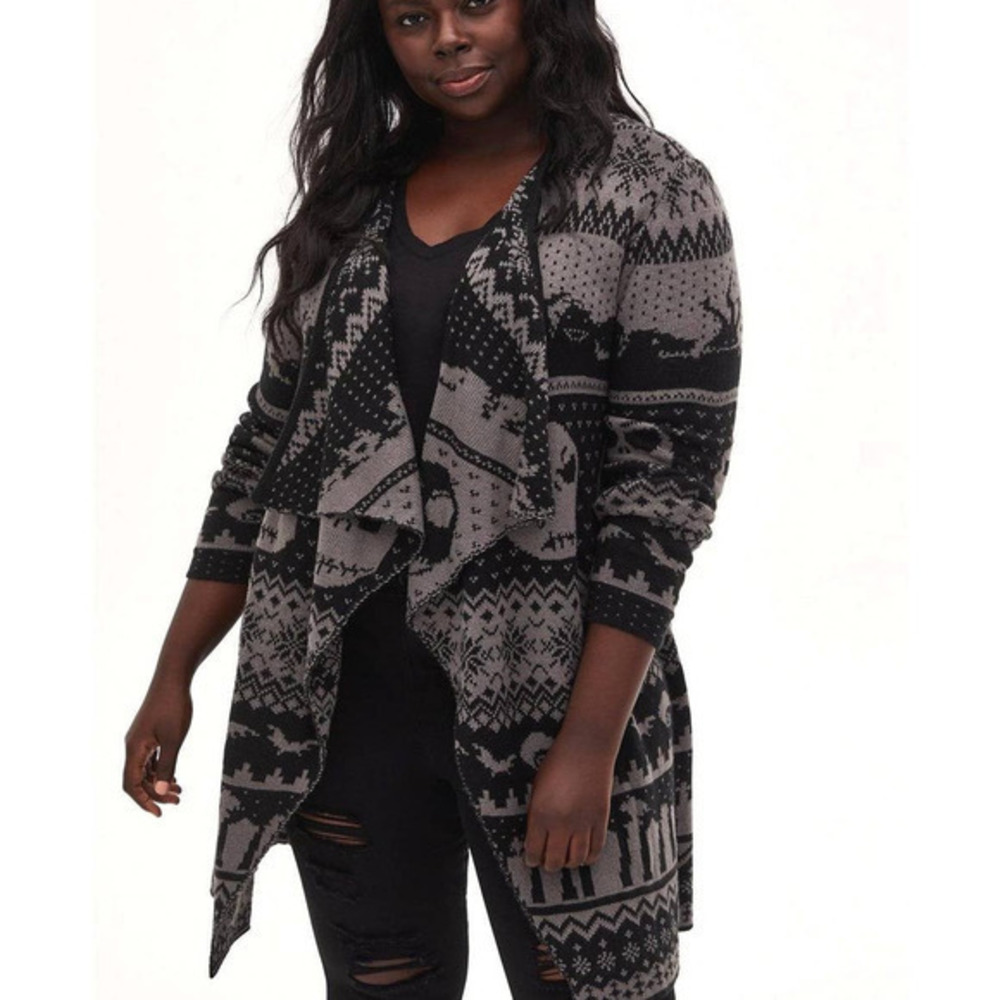 Torrid 4 (4X 26) Disney Nightmare Christmas Jack Fair Isle Open Cardigan Sweater